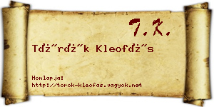 Török Kleofás névjegykártya